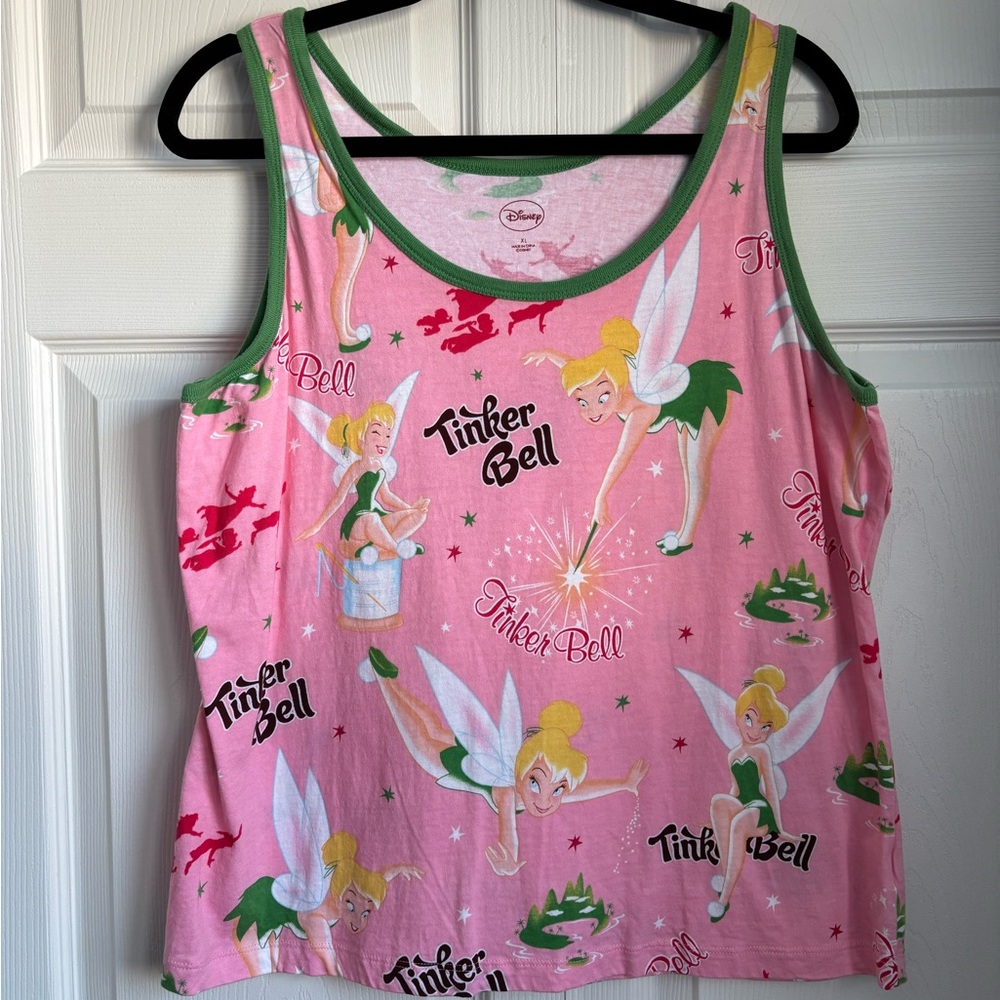 Disney Pink and Green Tinker Bell Tank Top - Size XL